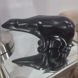 PEARLITE, Black Polar Bear Sculpture